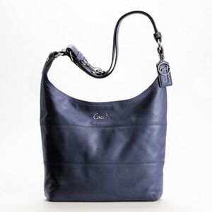Vintage Y2K Coach Blue Leather Hobo Shoulder Bag F17116 Script Logo